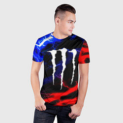 Футболка спортивная мужская Monster energy молнии неон, цвет: 3D-принт — фото 2
