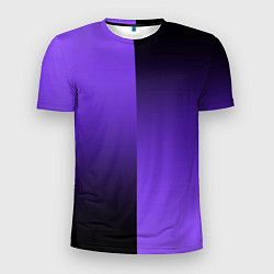 Мужская спорт-футболка Чёрно-сиреневый градиент пополам