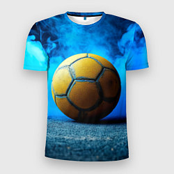 Мужская спорт-футболка Гандбольный мяч синий дым