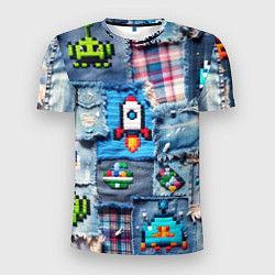 Футболка спортивная мужская Пиксельная ракета, цвет: 3D-принт