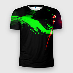 Футболка спортивная мужская Color black green red, цвет: 3D-принт