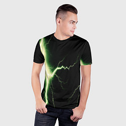 Футболка спортивная мужская Lightning yellow текстура, цвет: 3D-принт — фото 2