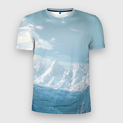 Футболка спортивная мужская Снежный горный хребет светло-голубой, цвет: 3D-принт