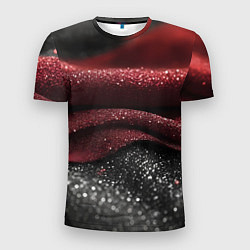Футболка спортивная мужская Черно-красная волнистая текстура, цвет: 3D-принт