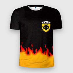 Футболка спортивная мужская AEK fire hexagon, цвет: 3D-принт