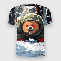 Футболка спортивная мужская Злой медведь с красными глазами, цвет: 3D-принт
