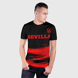 Футболка спортивная мужская Sevilla - red gradient посередине, цвет: 3D-принт — фото 2