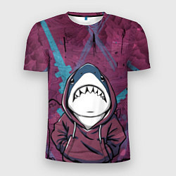 Футболка спортивная мужская Акула в капюшоне, цвет: 3D-принт