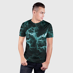 Футболка спортивная мужская Lightning light blue line, цвет: 3D-принт — фото 2