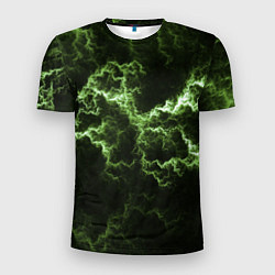 Футболка спортивная мужская Lightning green glow, цвет: 3D-принт