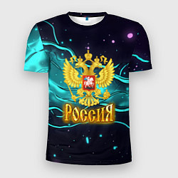 Футболка спортивная мужская Россия - березовая абстракция, цвет: 3D-принт