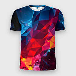 Футболка спортивная мужская Красные и синие минералы, цвет: 3D-принт