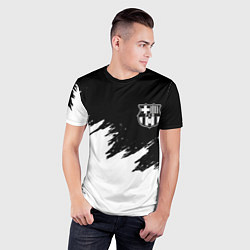 Футболка спортивная мужская Barcelona черно белые краски, цвет: 3D-принт — фото 2