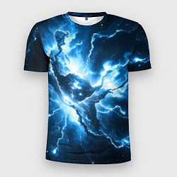 Футболка спортивная мужская Бело-синяя туманность, цвет: 3D-принт