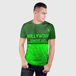 Футболка спортивная мужская Hollywood Undead - green gradient посередине, цвет: 3D-принт — фото 2