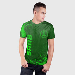Футболка спортивная мужская Saab - green gradient вертикально, цвет: 3D-принт — фото 2