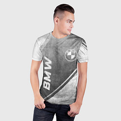 Футболка спортивная мужская BMW - grey gradient вертикально, цвет: 3D-принт — фото 2