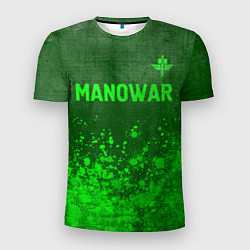 Футболка спортивная мужская Manowar - green gradient посередине, цвет: 3D-принт