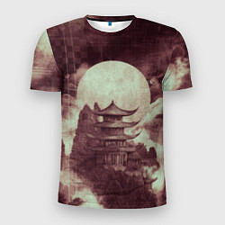 Футболка спортивная мужская Японская башня в горах, цвет: 3D-принт