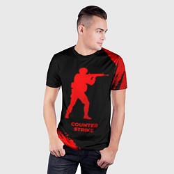 Футболка спортивная мужская Counter Strike - red gradient, цвет: 3D-принт — фото 2
