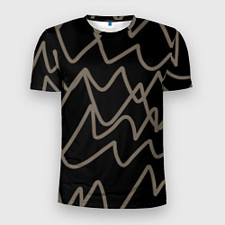 Мужская спорт-футболка Кривые рукописные линии чёрно-коричневый