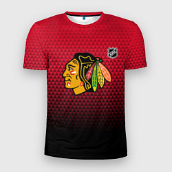 Футболка спортивная мужская Чикаго Блэкхокс - геометрический градиент, цвет: 3D-принт