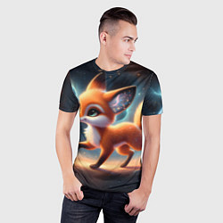 Футболка спортивная мужская Лиса бежит по космическому простору, цвет: 3D-принт — фото 2