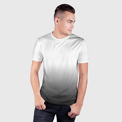 Футболка спортивная мужская Из белого в чёрный градиент с точками, цвет: 3D-принт — фото 2