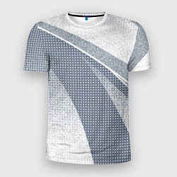 Футболка спортивная мужская Светлый серо-голубой текстурированный с полосой, цвет: 3D-принт