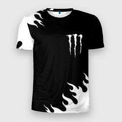 Футболка спортивная мужская Monster energy белый огонь, цвет: 3D-принт