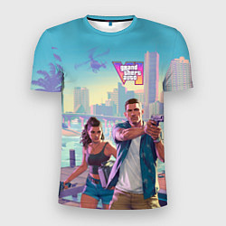 Футболка спортивная мужская Лусия Каминос и Джейсон Дюваль из Gta 6, цвет: 3D-принт