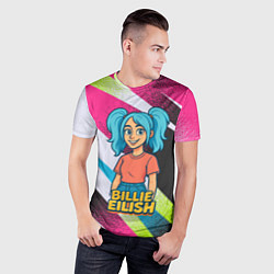 Футболка спортивная мужская Билли Айлиш в стиле мультфильма, цвет: 3D-принт — фото 2