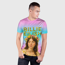 Футболка спортивная мужская Билли Айлиш с цветочным венком на голове, цвет: 3D-принт — фото 2