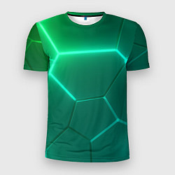 Футболка спортивная мужская Зеленые неоновые плитки, цвет: 3D-принт