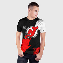 Футболка спортивная мужская Нью Джерси Девилз - брызги краски, цвет: 3D-принт — фото 2