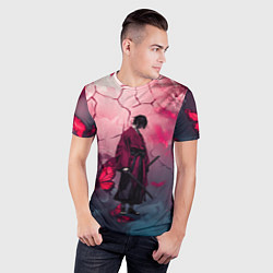 Футболка спортивная мужская Одинокий самурай среди бабочек, цвет: 3D-принт — фото 2