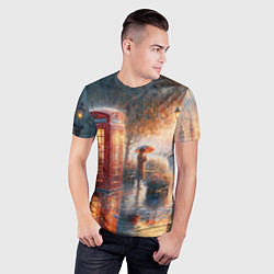 Футболка спортивная мужская Красная телефонная будка на набережной, цвет: 3D-принт — фото 2