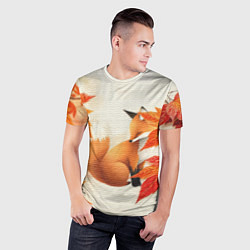 Футболка спортивная мужская Лиса под осенними листьями, цвет: 3D-принт — фото 2