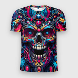 Футболка спортивная мужская Colorful cyber skull - pattern, цвет: 3D-принт