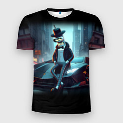 Футболка спортивная мужская Бендер счастливый владелец Ламборджини, цвет: 3D-принт