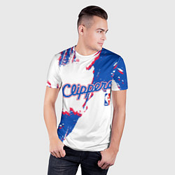 Футболка спортивная мужская Клипперс - разлитая краска, цвет: 3D-принт — фото 2