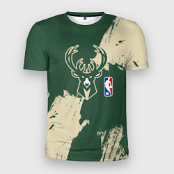 Футболка спортивная мужская Милуоки Бакс - разлитая краска, цвет: 3D-принт