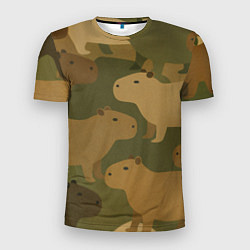Футболка спортивная мужская Капибара - камуфляж, цвет: 3D-принт