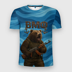 Футболка спортивная мужская ВМФ Медведь с АК-47, цвет: 3D-принт