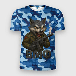 Футболка спортивная мужская Волк стреляет из автомата ВМФ, цвет: 3D-принт