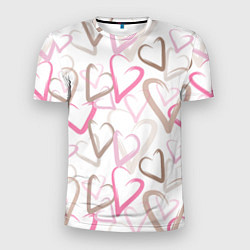 Футболка спортивная мужская Розовые сердца, цвет: 3D-принт