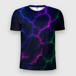 Футболка спортивная мужская Неоновый разлом, цвет: 3D-принт