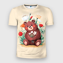 Футболка спортивная мужская Мишаня с букетом, цвет: 3D-принт