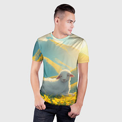 Футболка спортивная мужская Овечка в цветочной долине, цвет: 3D-принт — фото 2