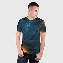 Футболка спортивная мужская Разлом плит с огнем, цвет: 3D-принт — фото 2